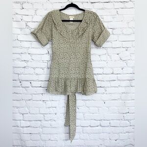 New Sammy ditsy floral peplum top ruffles cuffed sleeve size medium